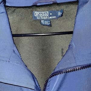 Polo Ralph Lauren Navy Blue Windbreaker Jacket With Black Mesh Lining Size L